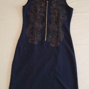 FREE SHIPPING Sleeveless dress, floral print, zipper, navy size small new unused
